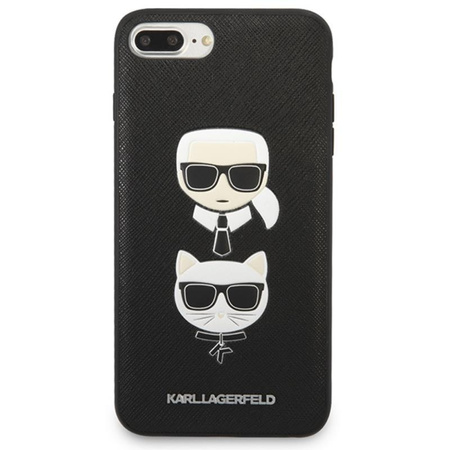 Karl Lagerfeld Saffiano Karl & Choupette Heads - iPhone 8 Plus / 7 Plus tok (fekete)