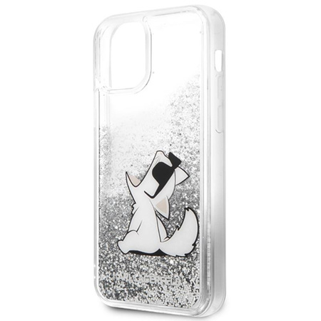 Karl Lagerfeld Liquid Glitter Choupette Fun - iPhone 12 / iPhone 12 Pro Tasche (silber)