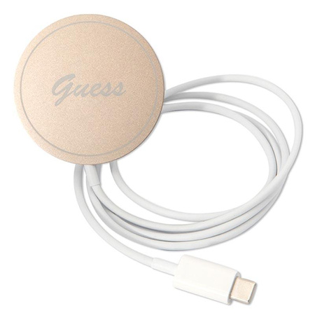Guess Bundle Pack MagSafe 4G - Set of case for iPhone 12 / iPhone 12 Pro + MagSafe charger (Pink/Gold)