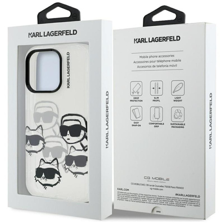 Karl Lagerfeld IML Multi K&C Head Pattern - Case for iPhone 16 Pro (transparent)
