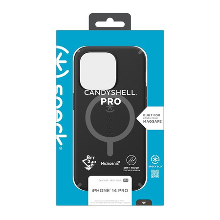 Speck CandyShell Pro + MagSafe - iPhone 14 Pro Tasche mit MICROBAN Beschichtung (Schwarz / Schiefergrau)