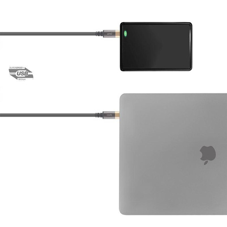 Kabel k monitoru Moshi USB-C - USB-C Power Delivery 100W kabel s podporou 4K/60 Hz (HDR) (šedý/zlatý)