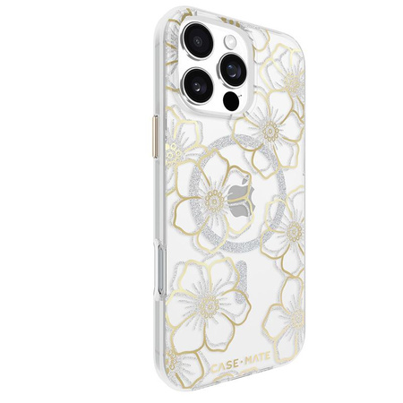 Case-Mate Floral Gems MagSafe - Étui pour iPhone 16 Pro Max (Or)