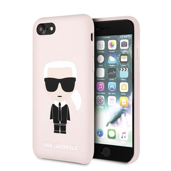 Karl Lagerfeld Fullbody Silicone Iconic - pouzdro pro iPhone SE 2020 / 8 / 7 (světle růžové)