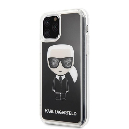 Karl Lagerfeld Iconic Glitter - Coque pour iPhone 11 Pro (Noir)