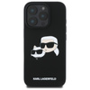 Karl Lagerfeld Silikonové pouzdro MagSafe s potiskem dvou hlav - iPhone 16 Pro (černé)