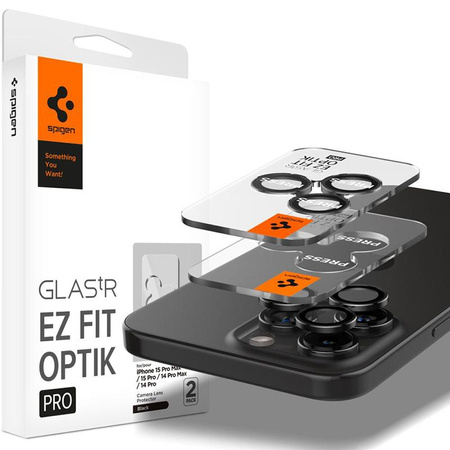 Spigen Optik Pro GLAS.TR EZ Fit Camera Protector 2-Pack - Lens protection glass for iPhone 16 Pro / 16 Pro Max / 15 Pro / 15 Pro Max / 14 Pro / 14 Pro Max (