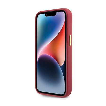 Guess Silicone Script Metal Logo & Frame - pouzdro pro iPhone 15 (purpurový)