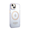 Guess Gold Outline Translucent MagSafe - pouzdro pro iPhone 14 (fialové)