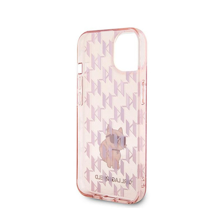 Karl Lagerfeld Monogramm Choupette - iPhone 15 Hülle (Rosa)