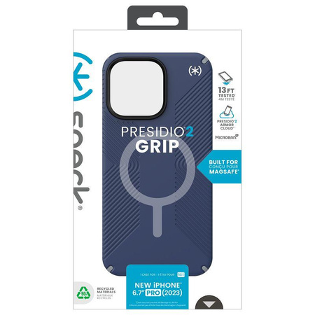Speck Presidio2 Grip MagSafe - iPhone 15 Pro Max tok (tengerparti kék / porszürke)