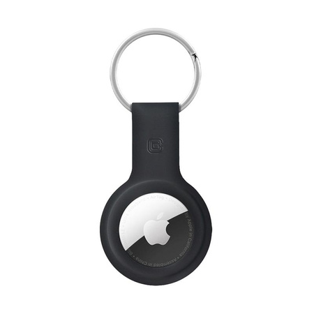 Crong Silicone Case with Key Ring - Ochranné pouzdro s kroužkem na klíče pro Apple AirTag (Černé)