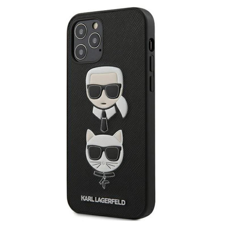Karl Lagerfeld Saffiano Karl & Choupette Heads - iPhone 12 / iPhone 12 Pro Tasche (schwarz)
