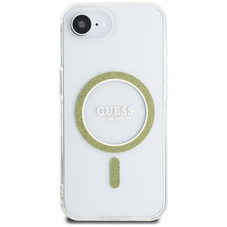 Guess IML Glitter Circle MagSafe - Hülle für iPhone 16e (transparent)