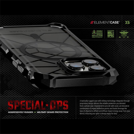 Element Case Special Ops X5 MagSafe - páncélozott iPhone 14 Pro Max tok (Mil-Spec cseppvédelem) (füst/fekete)