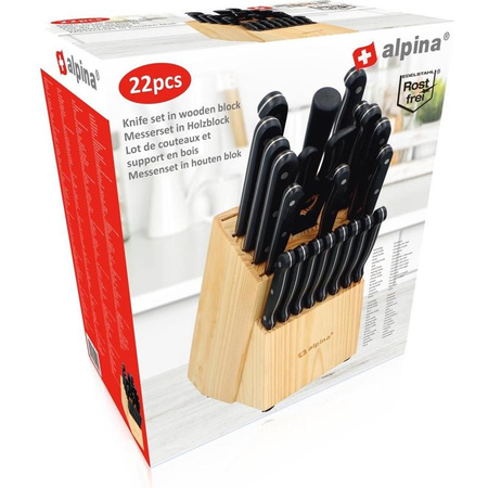 Alpina - Sada kuchyňských nožů se stojanem/blokem 22 kusů