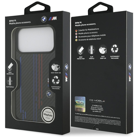 BMW M Kevlar Lines & Logo MagSafe - Custodia per iPhone 17 Pro Max (Nero)