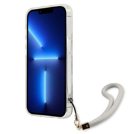 Guess Flower Cord - Etui ze smyczką iPhone 13 (Purple)