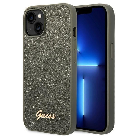 Guess Glitter Flakes Metal Logo Case - iPhone 14 Plus Case (green)