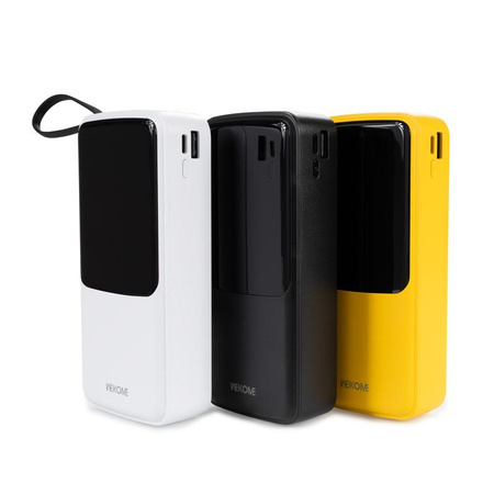 WEKOME WP-10 Pop Digital Series - Power bank 20000 mAh with built-in USB-C / Lightning / Micro USB / USB-A cable (Black)