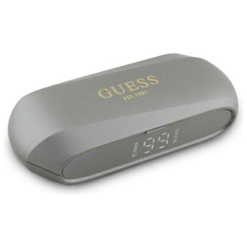 Guess Elongated Metallic Printed Logo - Bluetooth TWS Sluchátka + Nabíjecí Pouzdro (Šedá)