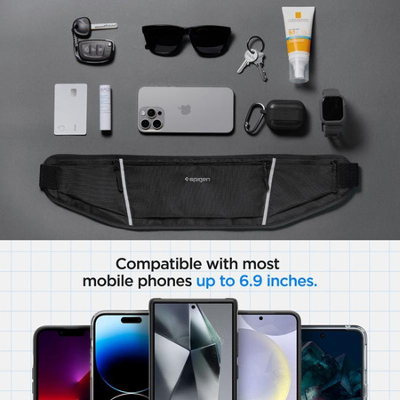 Spigen A710 Dynamic Shield Waist Bag - Sportovní ledvinka / pás na smartphone do 6.9" (Černá)