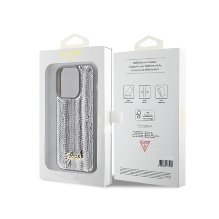Guess Sequin Script Metal - Case for iPhone 15 Pro (Silver)