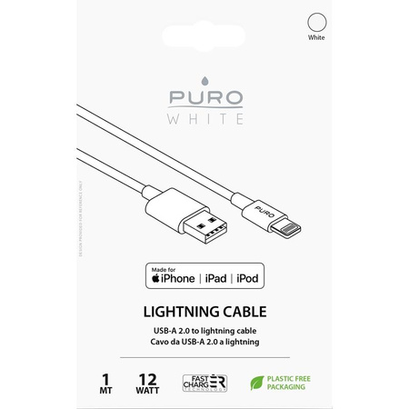 PURO Bílý - Apple USB propojovací kabel Lightning MFi konektor 1m (bílý)