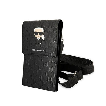 Karl Lagerfeld Monogram Ikonik Patch Wallet Phone Bag - Smartphone- und Zubehörtasche (Schwarz)