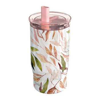 Quokka Mist - 720 ml Stainless Steel Thermo Mug with Straw (Falling Leaves)