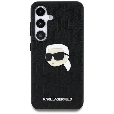Karl Lagerfeld Leather Monogram Pin Logo Karl Head - Case for Samsung Galaxy S25+ (Black)