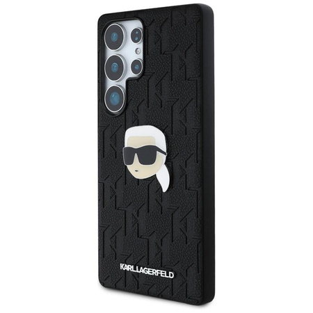 Karl Lagerfeld bőr monogramos tűs logós Karl Head - Samsung Galaxy S25 Ultra tok (fekete)