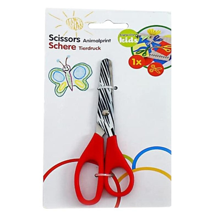 Topwrite - Scissors 13 cm with animal pattern (Red / Zebra)