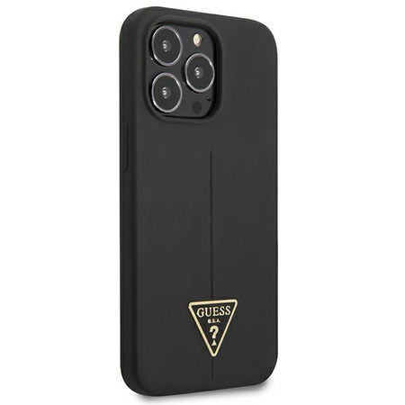 Silikonové pouzdro Guess s trojúhelníkovým logem - iPhone 13 Pro Max (černé)