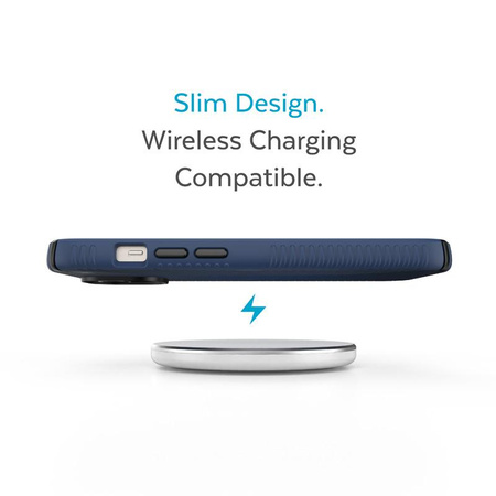 Speck Presidio2 Grip - Custodia antiscivolo per iPhone 15 Plus / 14 Plus (blu costiero / nero / bianco)