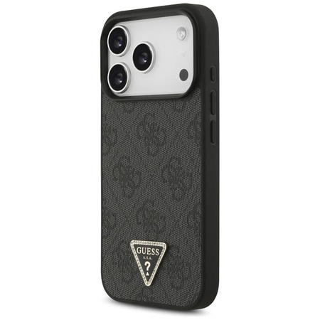 Guess Leather 4G Triangle Strass MagSafe - Hülle iPhone 17 Pro (Schwarz)