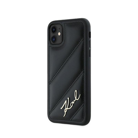 Karl Lagerfeld Diagonale gesteppte Schrift - iPhone 11 Tasche (schwarz)