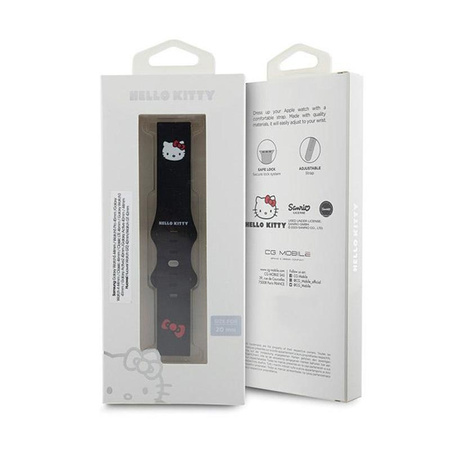 Hello Kitty Silicone Kitty Head - univerzální řemínek pro chytré hodinky 20 mm (černý)