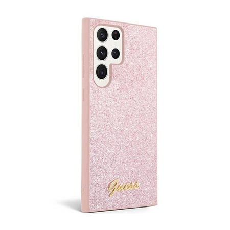 Guess Glitter Flakes Metal Logo Case - Samsung Galaxy S24 Ultra (rose)