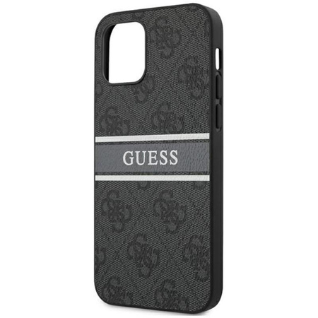 Guess 4G Printed Stripe - pouzdro pro iPhone 12 mini (šedé)