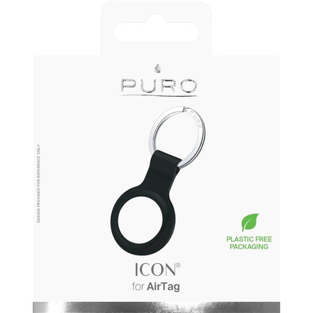 PURO ICON Case - Silikonový kroužek na klíče pro Apple AirTag (černý)