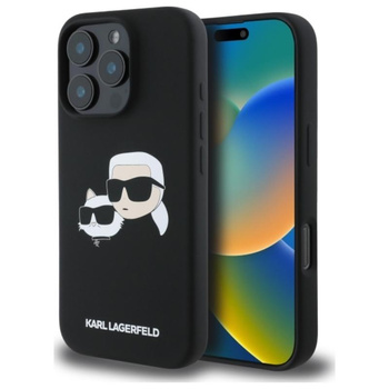 Karl Lagerfeld Silikon Doppelköpfe drucken MagSafe - iPhone 16 Pro Max Hülle (schwarz)