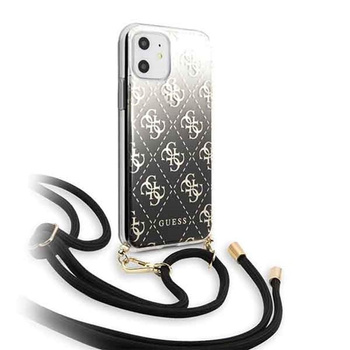 Guess 4G Gradient Hard Case - Tasche mit abnehmbarem Schlüsselband iPhone 11 (Schwarz)
