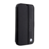 BMW Booktype Leder strukturiert & gestreift - iPhone 14 Pro Max Tasche (schwarz)