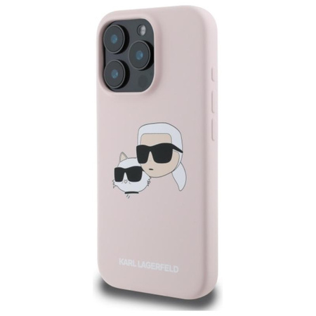 Karl Lagerfeld Silikon Double Heads Print MagSafe – Hülle für iPhone 16 Pro Max (rosa)