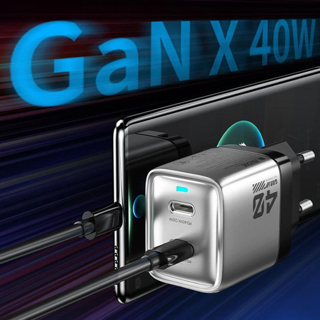 WEKOME WP-U02 Mecha Series - 2x USB-C Super Fast Charger GaN 40W síťová nabíječka (stříbrná)