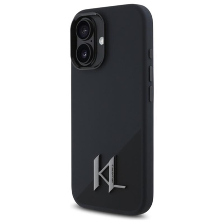 Karl Lagerfeld szilikon árnyék fém Initial MagSafe - iPhone 16 tok (fekete)