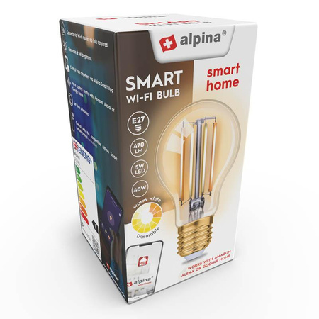 Alpina - Ampoule intelligente Wi-Fi E27 culot à vis 4,9 W blanc chaud