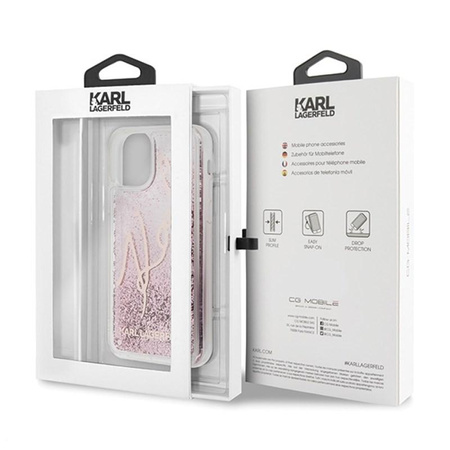 Karl Lagerfeld Signature Glitter Case - iPhone 11 Pro Max Case (Rose Gold)