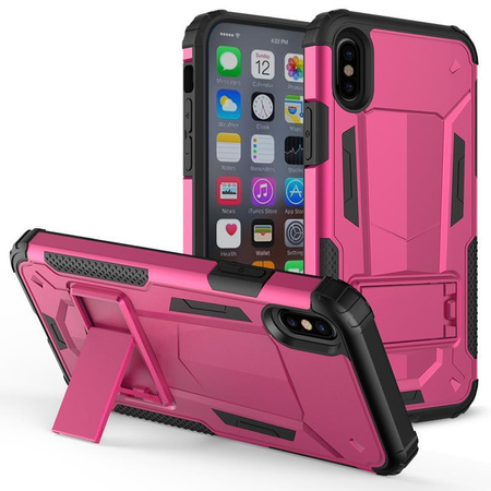 Zizo Hybrid Transformer Cover - Coque blindée pour iPhone X avec support (rose vif/noir)